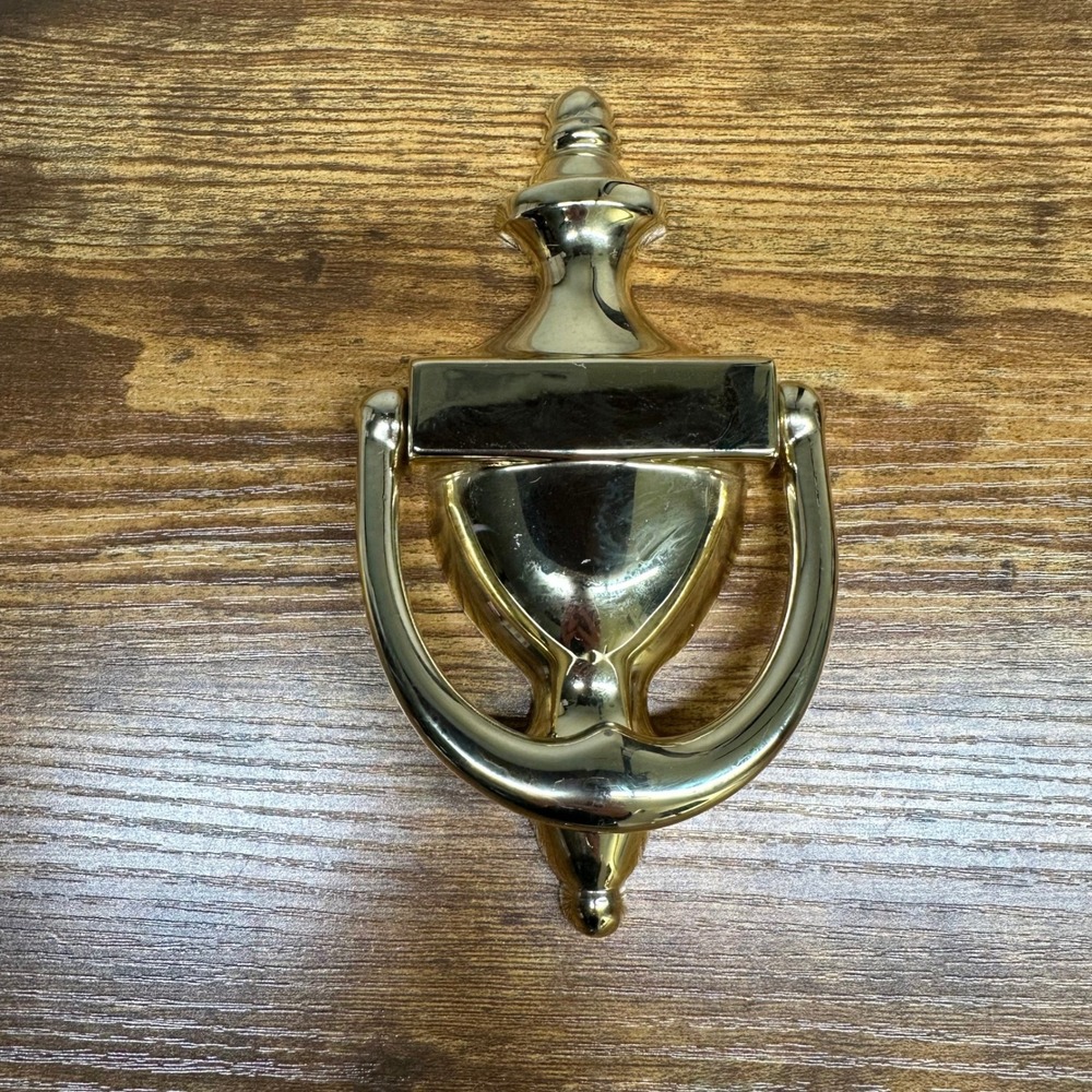 Vintage Solid Brass Urn Door Knocker Polished Gold Tone‎ Traditional Hardware